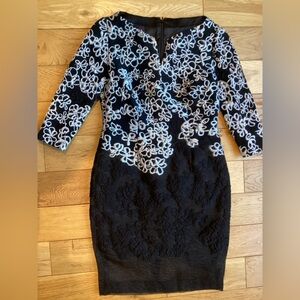 Talbot Runhof Elegant Black and White Floral Dress